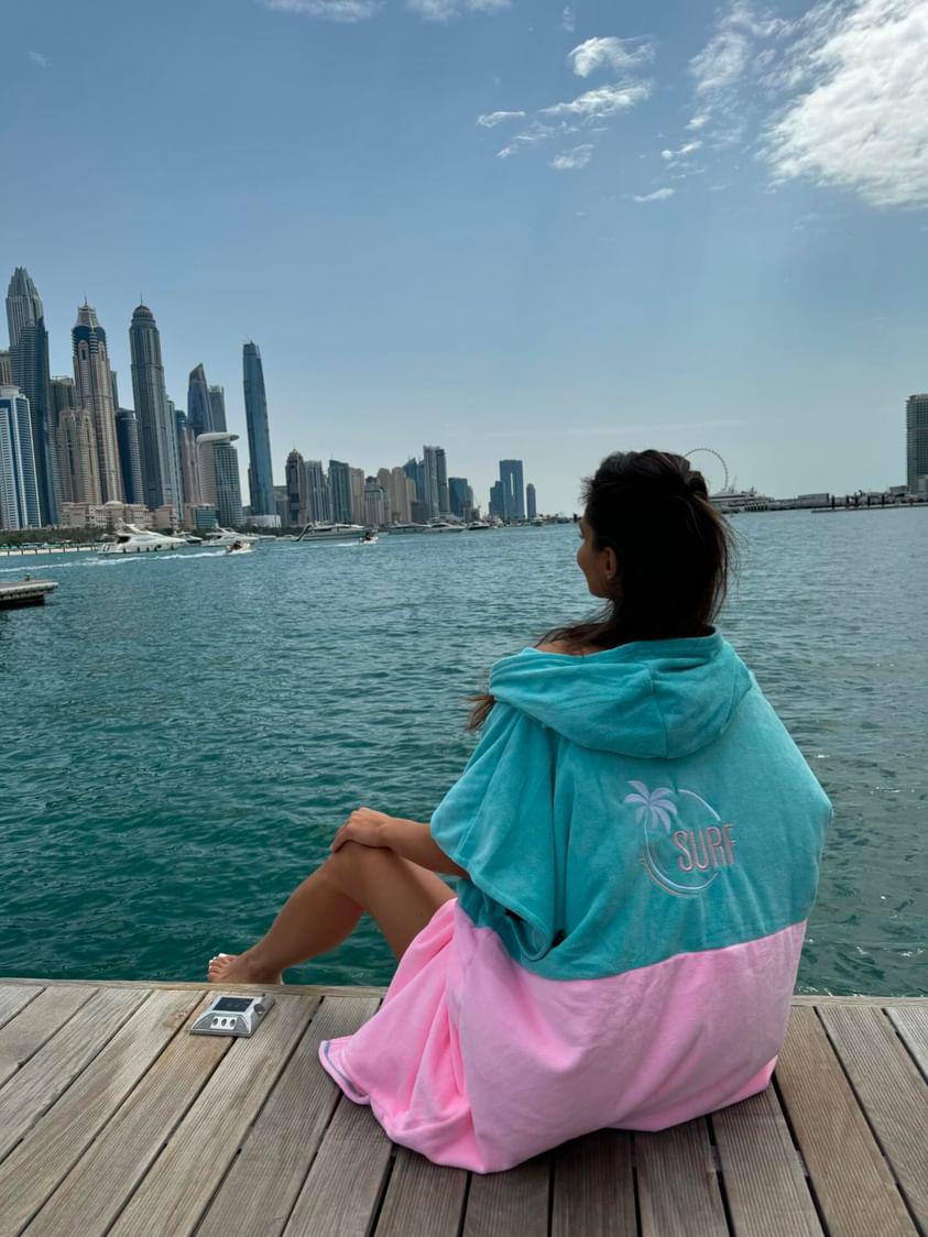 Surfvibes  Poncho Turquoise&light pink