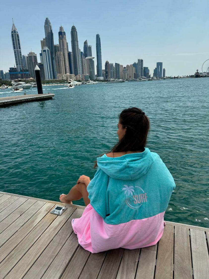 Surfvibes  Poncho Turquoise&light pink